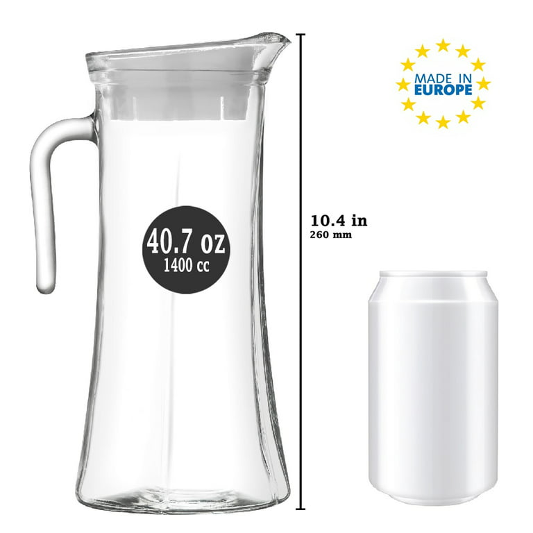 FORHVIPS 2 Pack 32OZ/600ML Glass Tea Pitcher with Lid,1/4 Gallon Water Jug  with Pour Spout Handle, Water Pitcher with Wide Mouth for Brew Coffee, Ice  Beverage, Juice, Lemonade, Sun Tea 