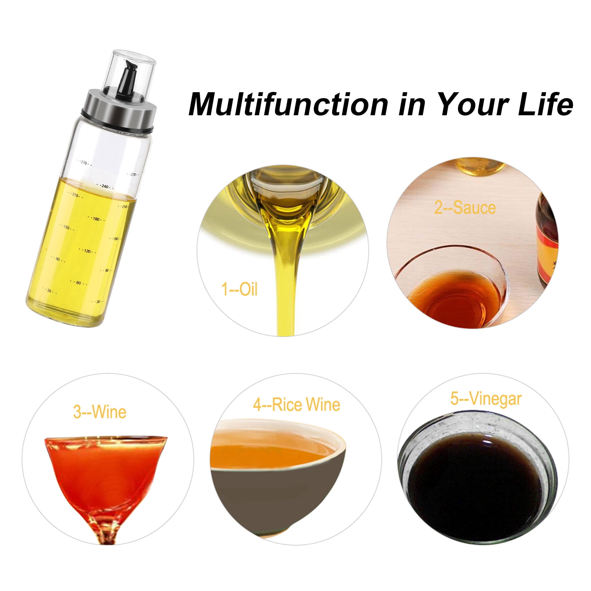 Unique Bargains Glass Olive Oil Dispenser Bottle Drip-Free Spout Cruet for Kitchen 300ML