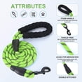 thumbnail image 6 of Rirool 5ft 1/2in Green Nylon Rope Dog Leash, Heavy Duty Reflective Pet Lead with Soft Padded Anti-Slip Handle and Metal Clasp for Medium Large Dogs 18-120 lb, Daily Walking Training, 6 of 6