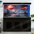 thumbnail image 4 of 30X18IN Cosmic Spaceterrarium Background, Cool Parallel Space Themed Aquarium Reptile Habitat Background, Red Moon Aquarium Background with 10EVA Double-Sided Tape, 4 of 5