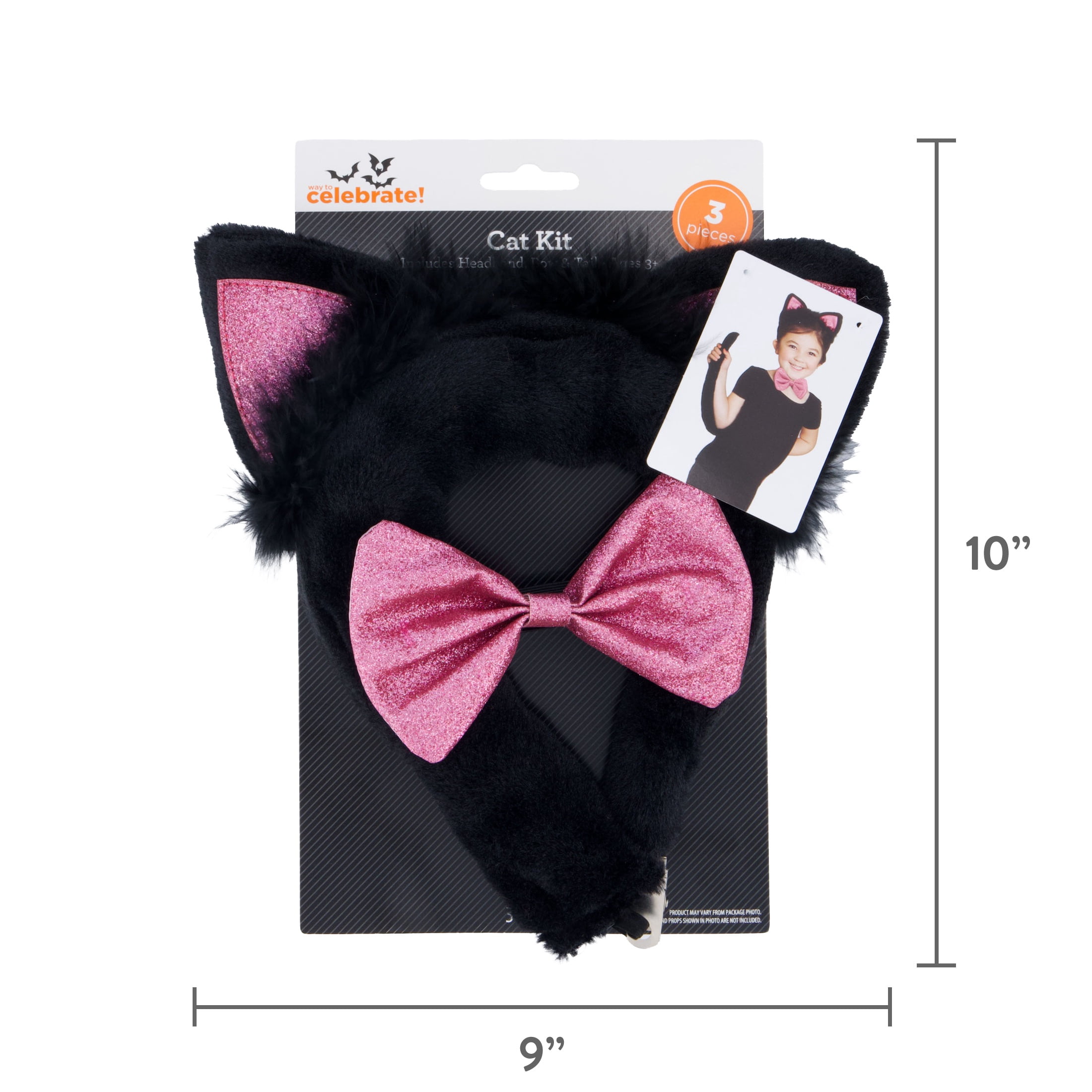 Cat Costume Accessory Kit for Children, Black and Pink, 3 Pieces, Halloween by Way To Celebrate