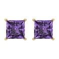 thumbnail image 3 of Clara Pucci 3Ct Alexandrite Princess Cut VVS1 Screw Back Stud 18k Solid hypoallergenic Gold Designer Earrings For June, 3 of 7