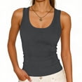 thumbnail image 2 of Tqcoqu Women's Ribbed Knit U Neck Tank Top,Sleeveless Slim Fit Basic Summer Casual Tops,Dark Gray Women's S-XXL, 2 of 7