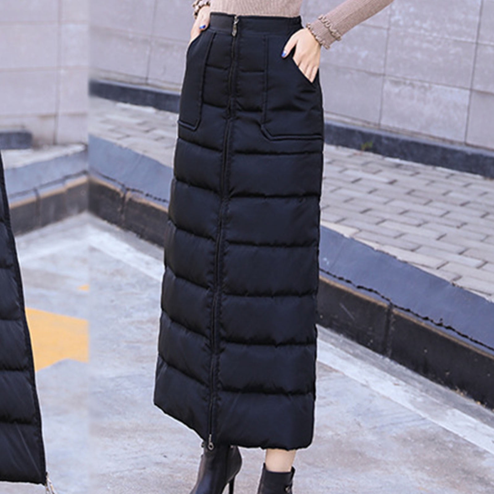 QATAINLAV Women's Quilted Puffer Long Skirts Fall Winter