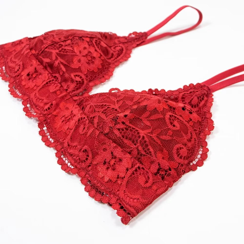 Women's Lace Bra and Panty Sets Lace Matching 4 Piece Lingerie Set