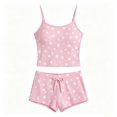 thumbnail image 4 of Jowdiw Women Pajama Set Polka Dot Print Cami Shorts Set Drawstring Lounge Sleepwear Two Piece Home Wear, 4 of 6
