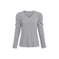 thumbnail image 2 of JWD Long Sleeve Shirts for Women V Neck Casual Tunic Tops Lightweight Pullover Gray-Large, 2 of 6