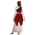 thumbnail image 2 of CHICTRY Kids Girls Lyrical Dance Dress Sleeveless Asymmetrical Chiffon Hem Praise Worship Dress Burgundy 12, 2 of 7