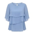 thumbnail image 6 of Enjoytime Casual Tops for Women Crew Neck Ruffle Half Sleeve Shirts Flowy Lightweight Loose Plus Size Womens Clothing, 6 of 7