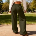 thumbnail image 6 of Women'S Fleece Lined Sweatpants Foldover Waistband Drawstring Wide Leg Sweat Pants Fashion Lounge Pants With Pockets, 6 of 9