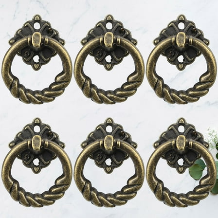 WHAMVOX 6PCS Antique Cupboard Door Pull Handle Two-hole Cabinet Door Pull Knob Retro Drawer Door Handle for Home (Assorted Color)