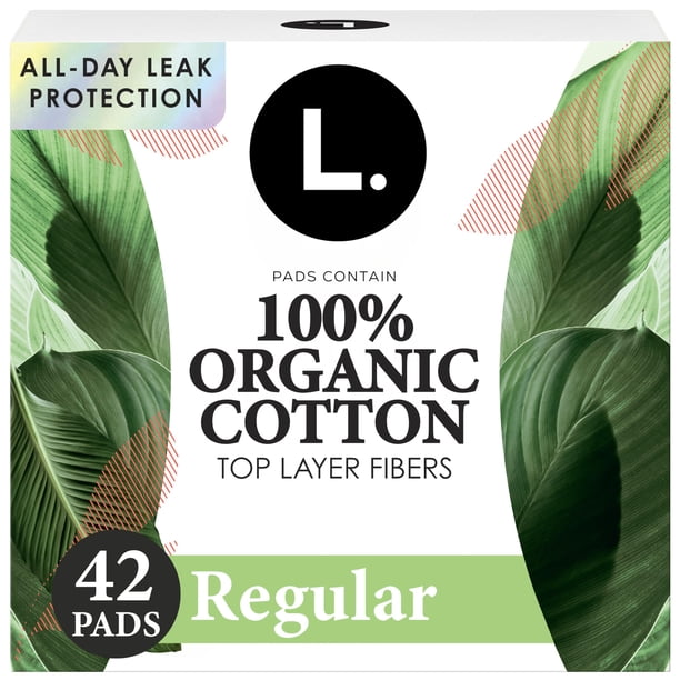 Toallas sanitarias L. Ultra Thin de algodón orgánico, absorbencia regular, 42 unidades