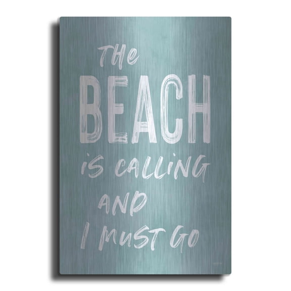 Luxe Metal Art 'The Beach Is Calling' by Lettered & Lined, Metal Wall Art, 12"x16"