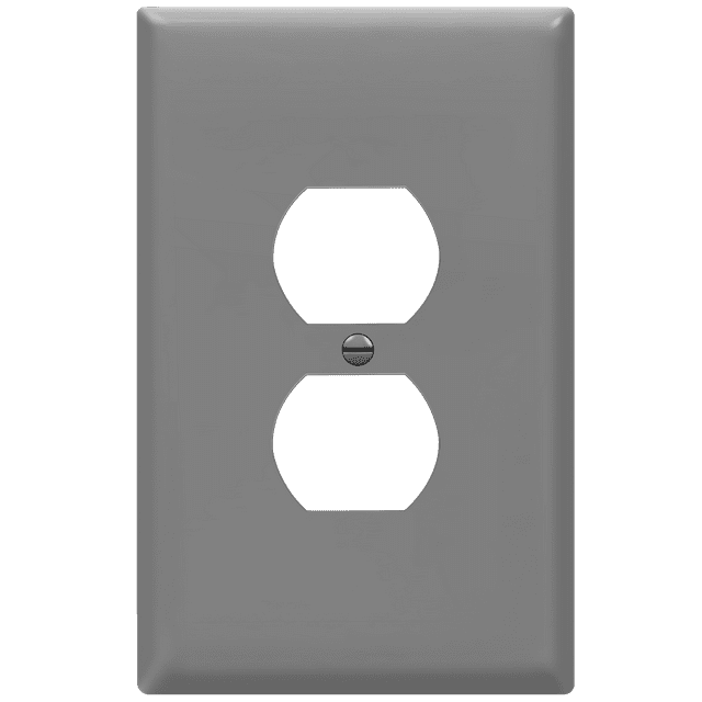 ENERLITES Duplex Receptacle Outlet Wall Plate, Jumbo Electrical Outlet Cover, Gloss Finish, Oversized 1-Gang, Polycarbonate Thermoplastic, 8821O-GY, Gray