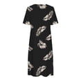thumbnail image 4 of Gibobby Vestido de gasa de verano para mujer Vestido holgado de cuello redondo con estampado floral de manga corta informal de verano para mujer Mini vestidos d(Negro,M), 4 of 5