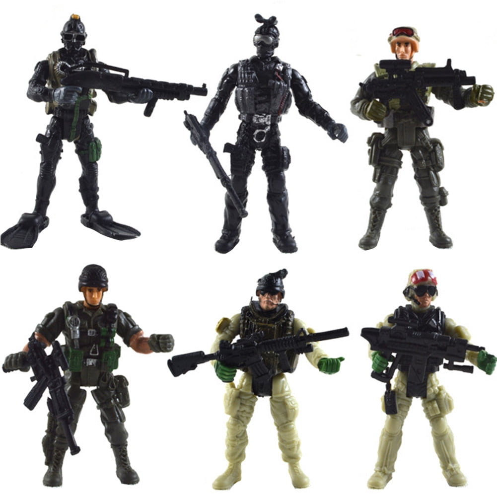 6PCS Heroes Model Soldiers Action Figures,Military Soldier Playset Army Men Toys Special Force with Military Weapons and Accessories
