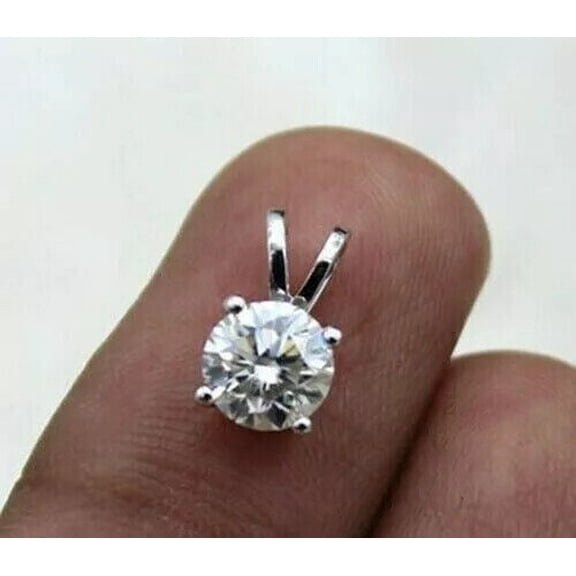 3Ct Round Cut Lab Created Diamond 14k White Gold Plated Solitaire Women's Pendant Sterling Silver