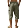 thumbnail image 6 of HOMADLES Men's Capri Cargo Pants Loose Fit Elastic Waist Breathable Workout Pants Outdoor Hiking Running Pants Army Green Size M, 6 of 9