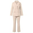 thumbnail image 3 of Womens Long Sleeve Solid Suit Set - Elegant Blazer & Pants with Pockets - Polyester Formal Outfit, S-XXL, Autumn/Winter, 3 of 4
