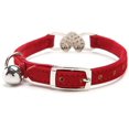 thumbnail image 3 of HSHDLDF Pink Soft Velvet Safe Cat Adjustable Collar with Crystal Heart Charm and Bells 8-11 Inches (Red), 3 of 6