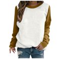 thumbnail image 1 of KIHOUT Spring Winter Womens Tops Fashion Long Sleeve Round Neck Solid Color Block Blouse Causal Pullover Tops, 1 of 6