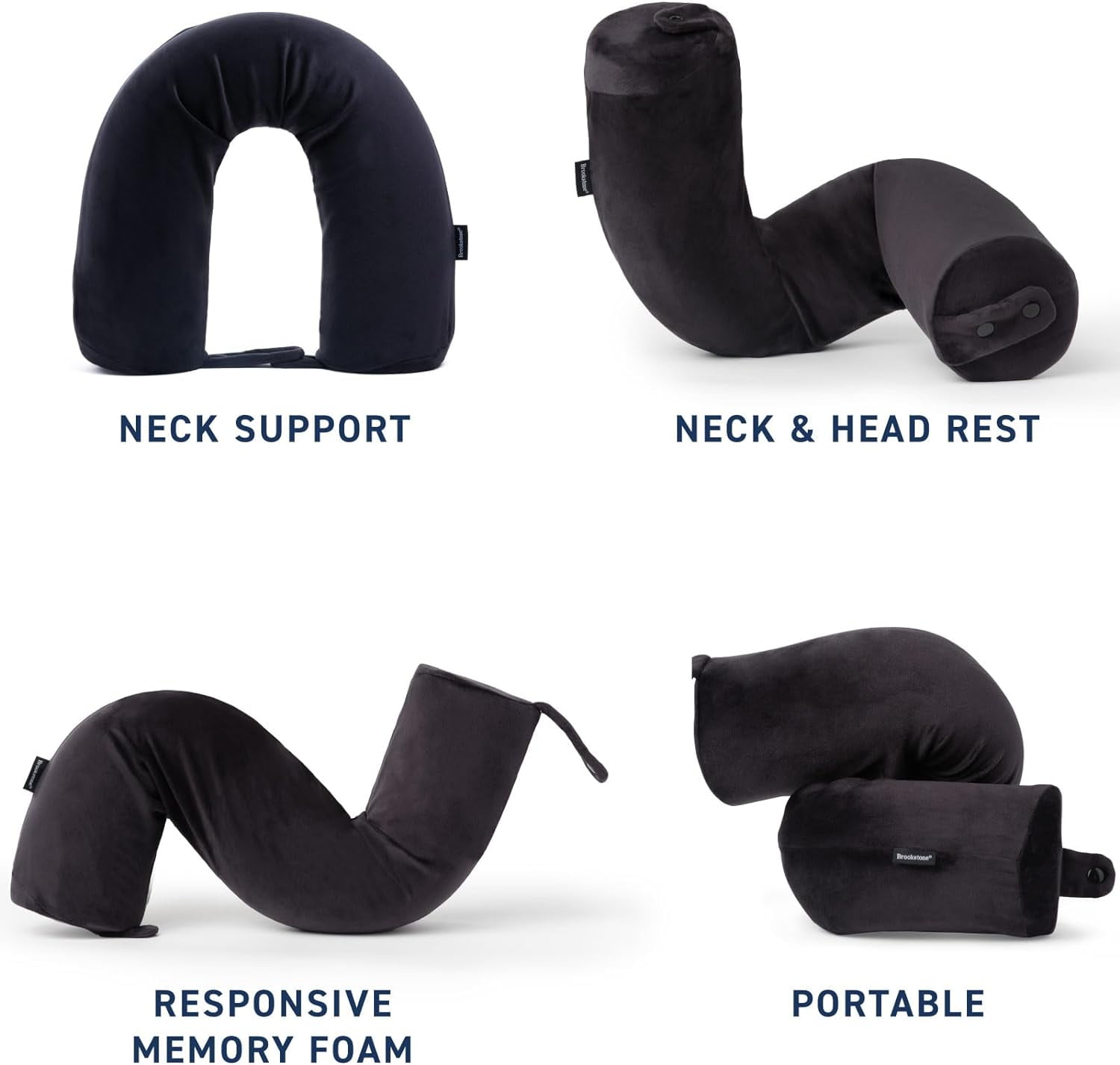 Brookstone Free Form Soft and Adjustable Travel Memory Foam Pillow for Neck and Lumbar Support