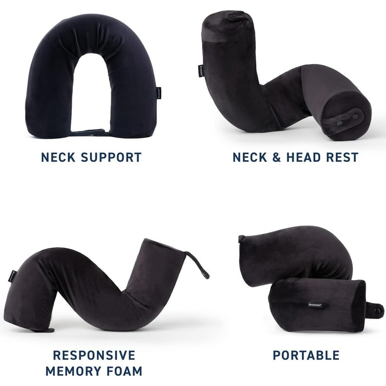 Brookstone Free-Form Memory Foam Twist Travel Pillow Adjustable, Roll  Pillow for Neck, Chin, Lumbar, and Leg Support - Black