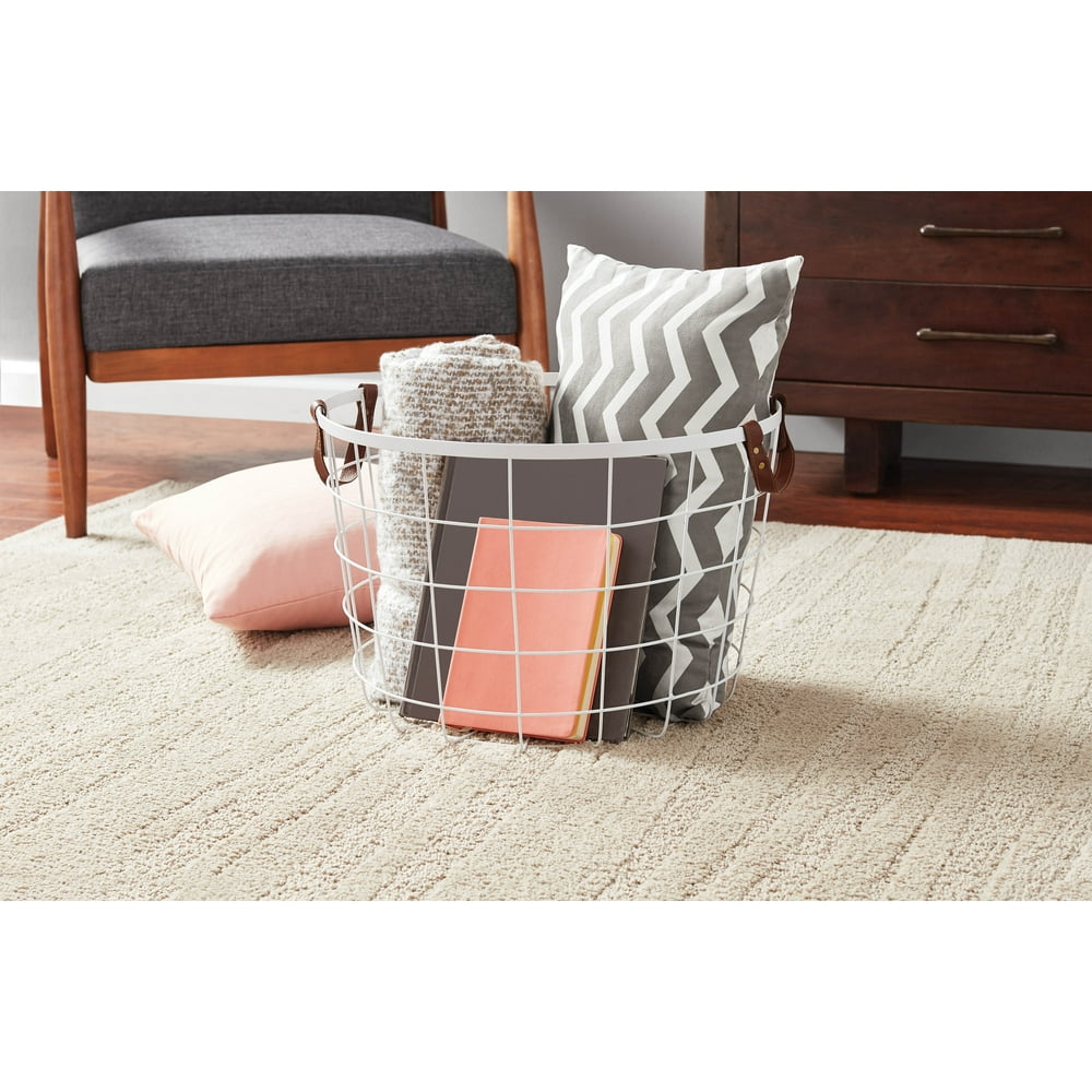 Mainstays White 18" x 12" Round Grid Wire Basket