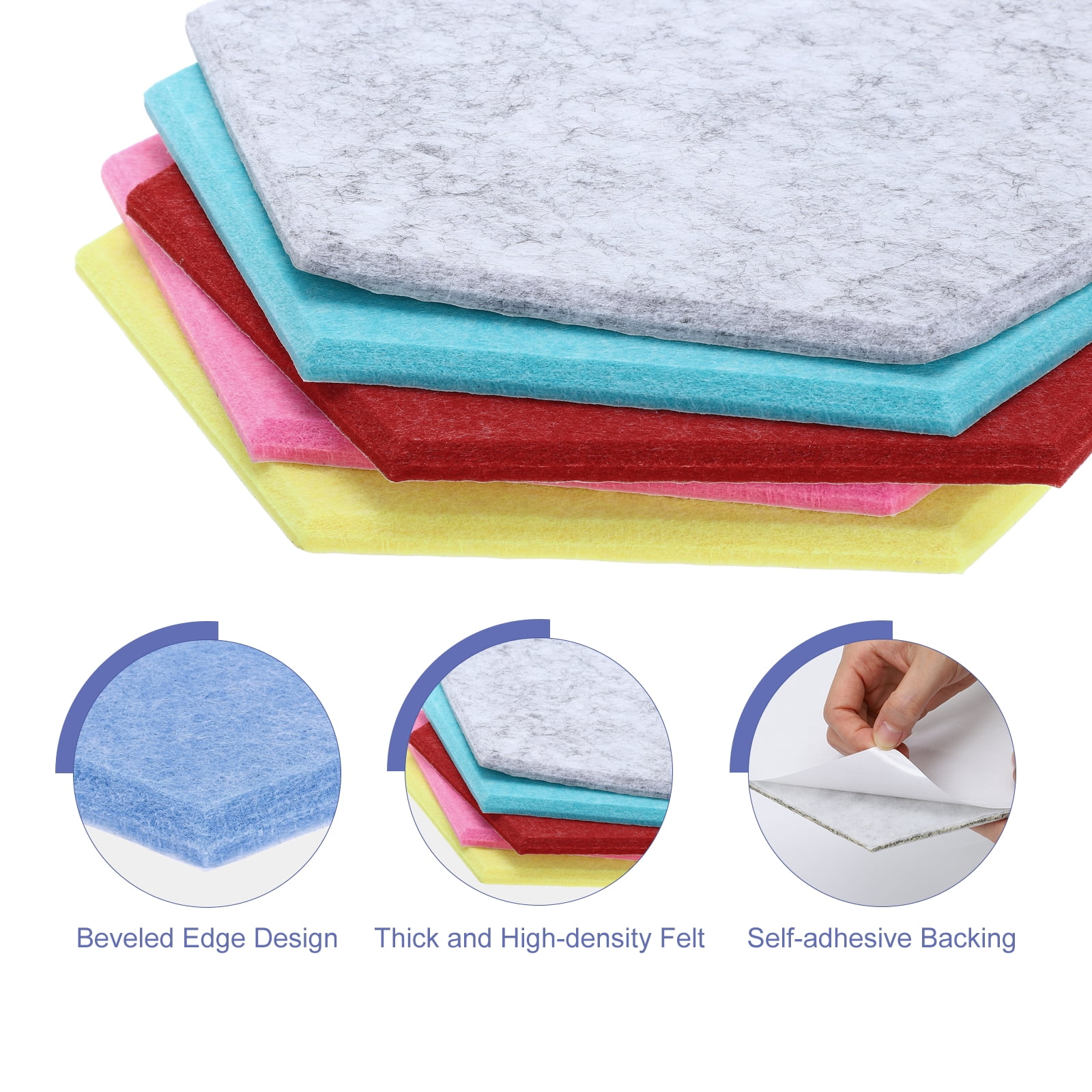 Hexagon Acoustic Panels B1 Fireproof Soundproof Foam Panels with 30 Push Pins(Light Blue)