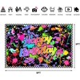 thumbnail image 3 of Neno Glow in The Dark Fiesta de cumpleaños Fotografía Telones de fondo Colorido Graffiti Splash Pintura Fondo Slime Feliz cumpleaños Black Light Sleppover Party Decoraciones para niños Cumpleaños TUNC Sencillez, 3 of 4