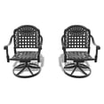 thumbnail image 2 of Outdoor Cast Aluminum Swivel Chairs (2pcs), Black Frame, Random Color Seat Covers 2pcs Garden Chairs, Cushions, 2 of 5