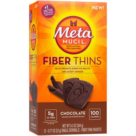 (3 Pack) Metamucil Chocolate Flavored Fiber Thins Dietary Fiber Supplement with Psyllium Husk, 12