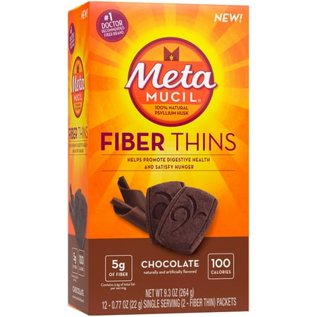 - (3 Pack) Metamucil Chocolate Flavored Fiber Thins Dietary Fiber Supplement with Psyllium Husk, 12 servings