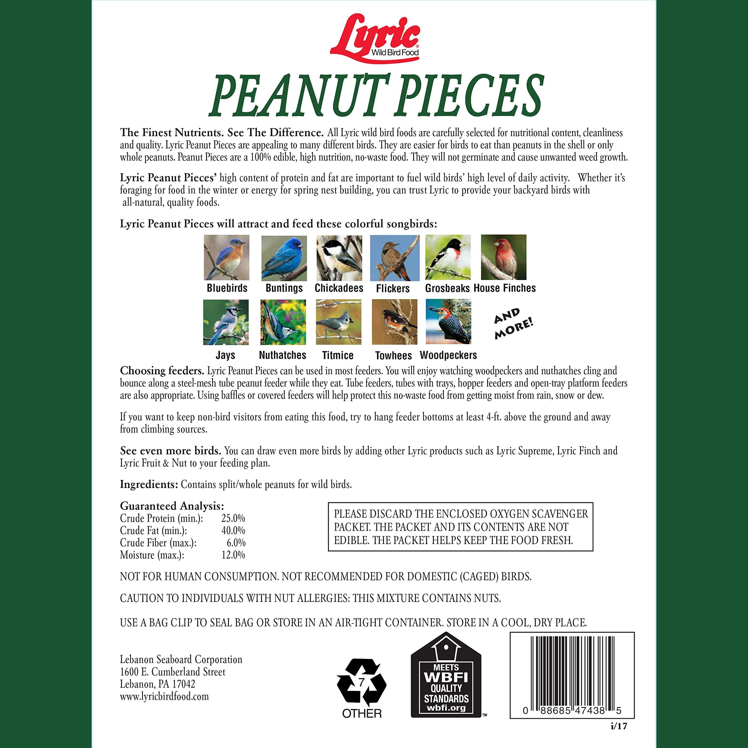 Lyric Peanut Pieces Wild Bird Seed, No Waste Bird Food - 15 lb. Bag