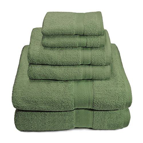 Ben&Jonah Designer Plush 6 Piece 100 Cotton Towel Set Army Green