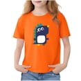 thumbnail image 2 of Avrnliq Girls Orange Cartoon Dinosaur T Shirt, 100% Cotton Relaxed Fit Crewneck Tee, Fade-Resistant Skin-Friendly Top for School & Play, Sizes 2-13 Years,Size 9-10 T, 2 of 6