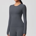 thumbnail image 6 of Cxenplz Womens Long Sleeves Shirt Basic Crew Neck Slim Fit Tees Casual Y2k Going Out Outfits Tight Fitted Clothes, 6 of 9