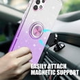 thumbnail image 4 of TJS Phone Case for Samsung Galaxy A32 5G Case, with Tempered Glass Screen Protector, Two Tone Shinny Glitter Metal Ring Magnetic Support Kickstand Cover (Purple), 4 of 7