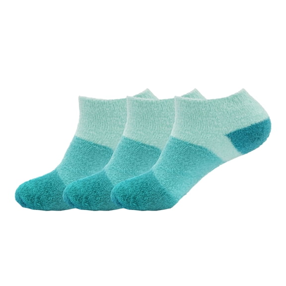 BambooMN Women's Fuzzy Aloe Infused Soft Nylon Spa Socks - Aquamarine - 3 Pairs