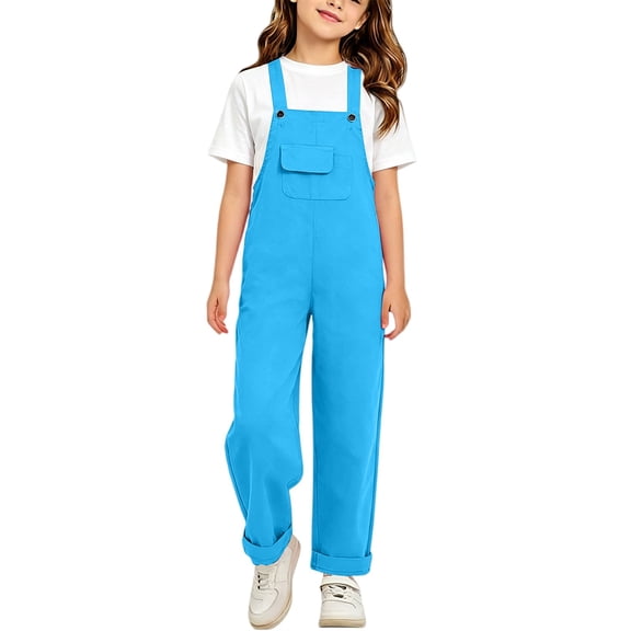 YunPes Toddler & Teen Girls 2 Piece Rompers Set Short Sleeve T-shirt & Bright Pants Overalls Summer Fashion Preppy Outfits