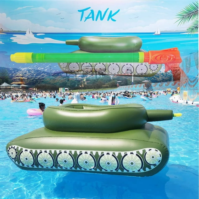 Inflatable Tank Swimming Pool Float Sprinkling Toy Swimming Ring with Squirt Gun for Kids Adult