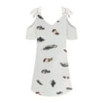 thumbnail image 5 of USSUMA Womens Dresses Vacation, Women Lace Cold Shoulder Dress Summer Trendy Short Sleeve Feather Print Dresses V Neck Midi Knee Length Sundress, 5 of 5