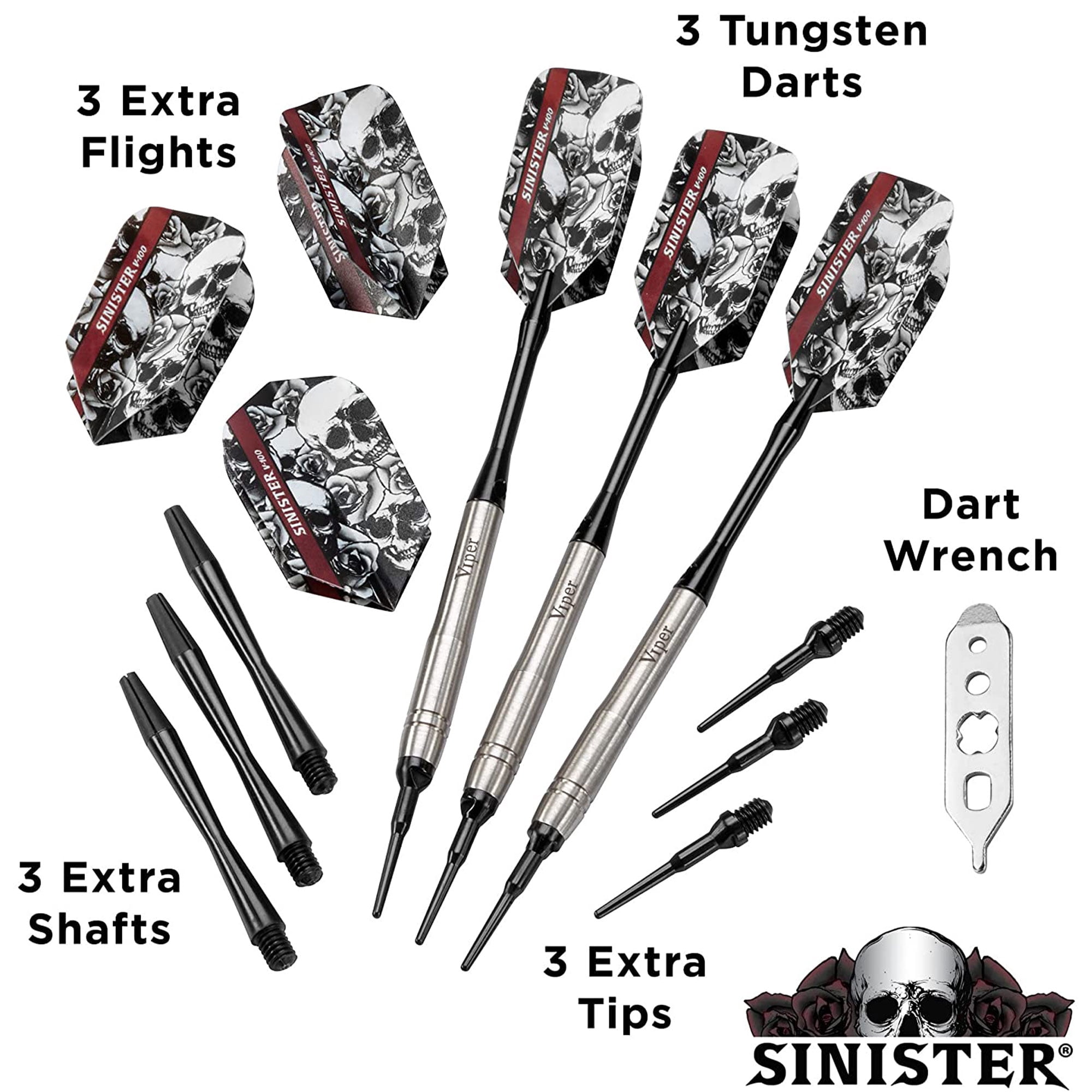 Viper Sinister 95% Tungsten Soft Tip Darts Grooved Barrel 18 Grams