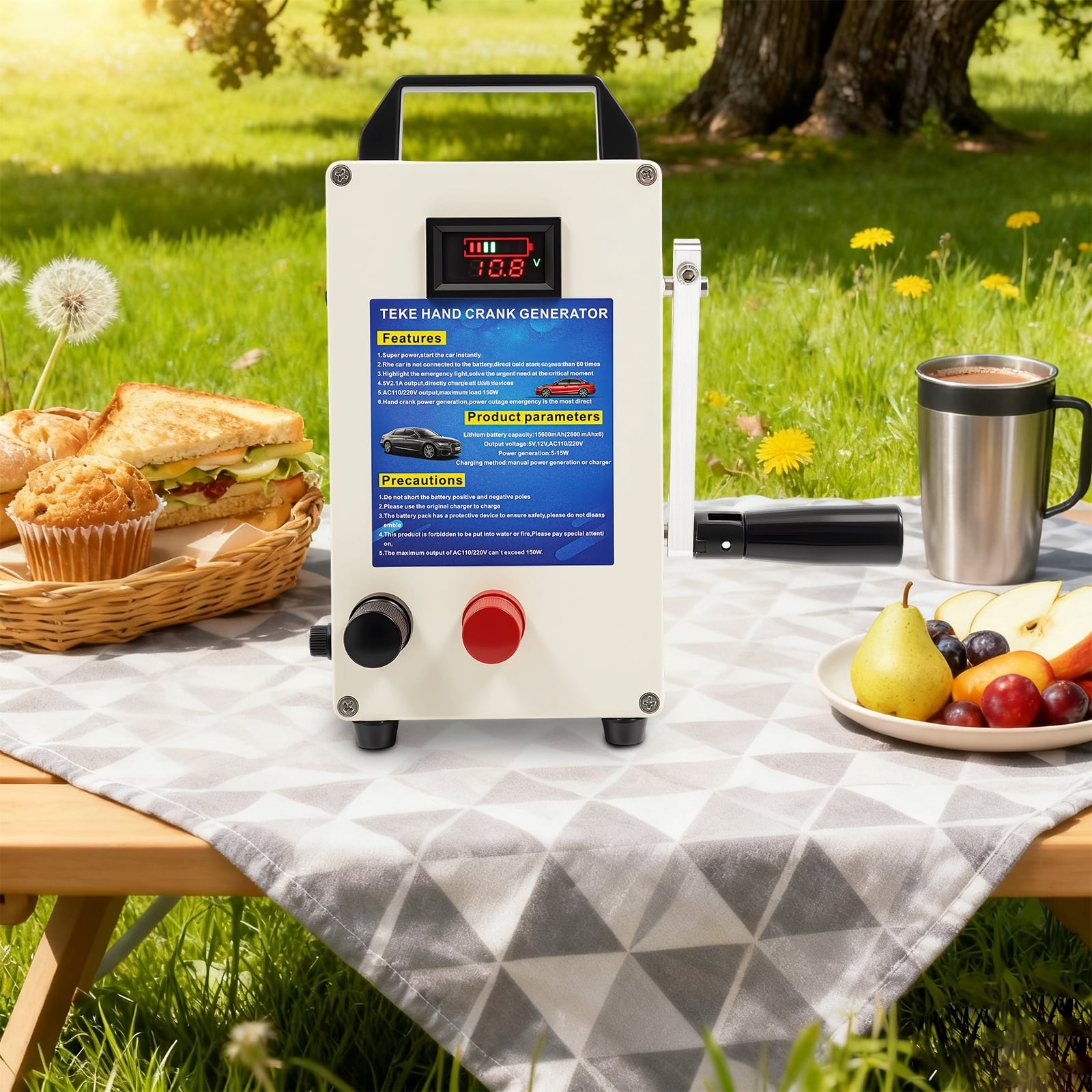 Peakora Hand Crank Generator 15W High Power Manual Crank Generator Portable Small Emergency Charger Generator for Camping Outdoor Adventures or Disaster Preparedness