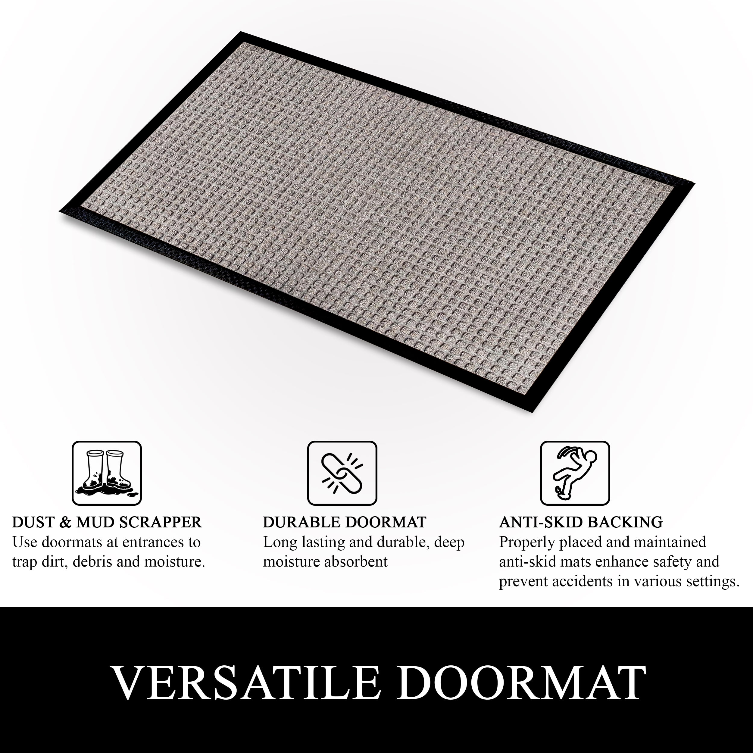 A1HC Indoor Outdoor Mat, Front and Back Entrance Welcome Mats, Large Front Door Patio Mats 47X71 Inches, Non-Slip Easy Clean Entrance Washable Large Size Doormats, Beige