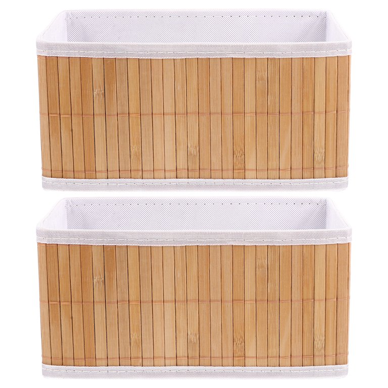 2pcs Woven Small Bamboo Baskets Storage Box For Desktop Sundries