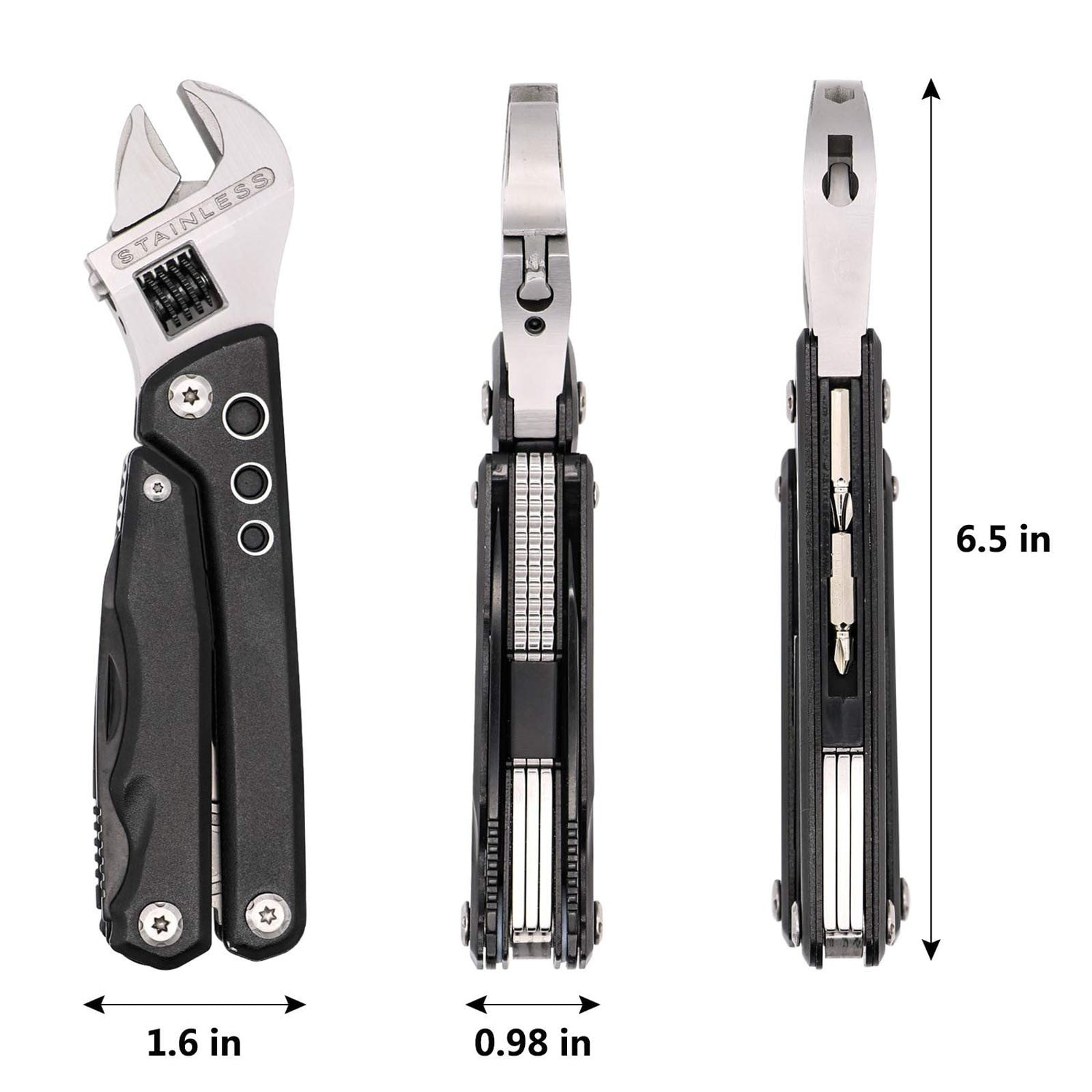 Hxlamzoo Multifunctional Outdoor Wrench Tool with Adjustable Wrench, Bottle Opener & Screwdriver for Cycling, Camping, Maintenance | Portable Multi-Purpose Tool