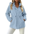 thumbnail image 3 of Jsaierl Women's Water Resistant Hooded Anorak Jacket Snap Button Drawstring Waist Windproof Lightweight Outdoor Rain Coat, 3 of 7