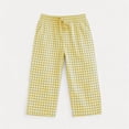 thumbnail image 4 of Girls' Capri Pants Wide Leg Drawstring Kids Summer Lightweight Cropped Sweatpants Pockets Kids Gingham Pants Plaid Leggings, 4 of 8