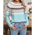 thumbnail image 5 of Fair Isle Sweaters for Women Round Neck Lightweight Sweaters Casual Fall Winter Pullover Sweaters Shermie, 5 of 6